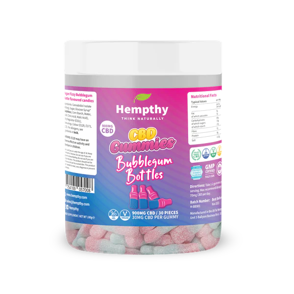 Hempthy CBD Gummies Bubblegum Bottles 900mg 30pcs