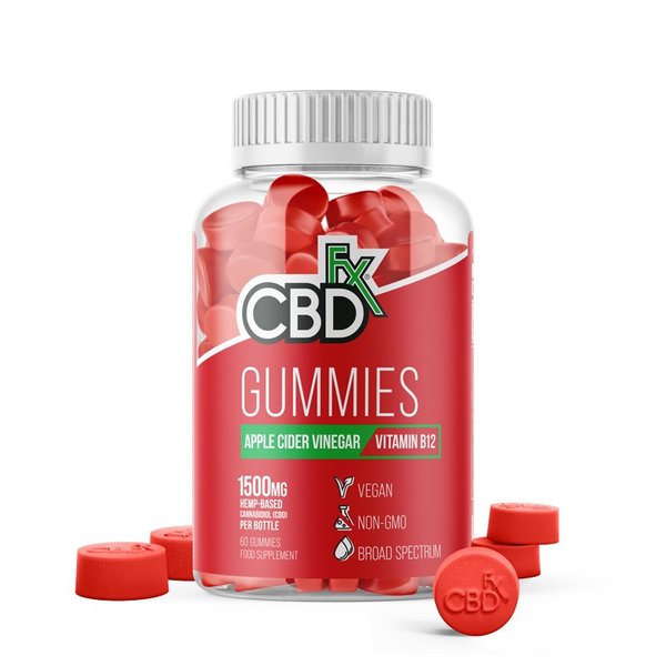 CBD +FX Hemp Gummies Apple Cider Vinegar Vitamin B12 1500mg 60 gummies