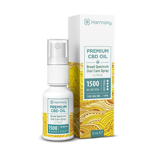 Harmony Premium CBD Oil Broad Spectrum Oral Care Spray Citrus 15ml
